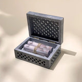 Cash Arrangement With Carved Stone Violet Box mini-Pastel pink