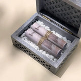 Cash Arrangement With Carved Stone Violet Box mini-Pastel pink - Maska / Gifting Redefined