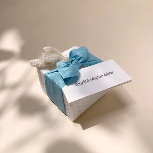 Cash Arrangement With White Marble Square Box small Baby Blue - Maska / Gifting Redefined