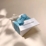 Cash  Arrangement With White Marble Square Box small Baby Blue