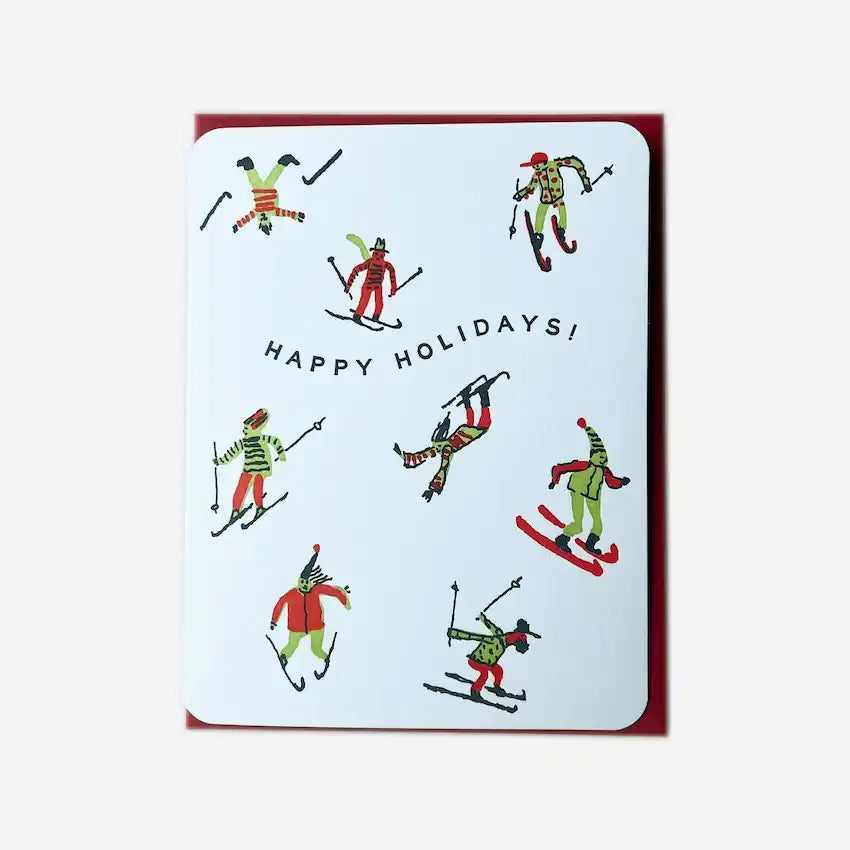 Gifting Card Happy Holidays Skiers - Maska / Gifting Redefined