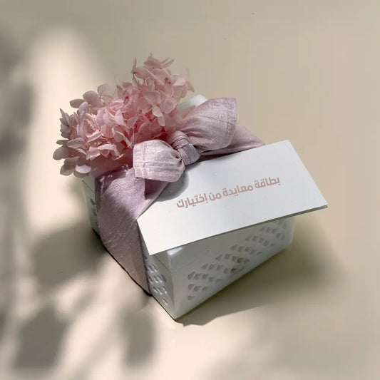 Cash Arrangement with White Marble Square Box Small Pastel Pink