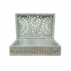 Carved Stone Green Box Small