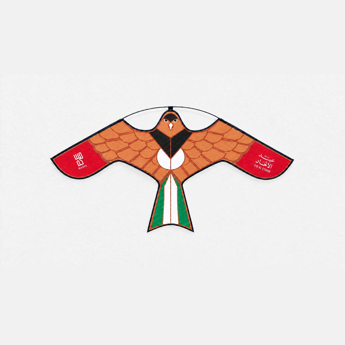Eid Al Etihad falcon kite with UAE flag colours