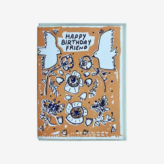 Gifting Card Birthday Birds Butterflies Yellow - Maska / Gifting Redefined